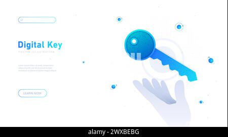 Digitaler Schlüssel, weißer Postervektor Stock Vektor