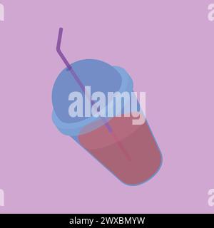 Frisches Smoothie Soda Getränk Vektor-Illustration Icon Frische Erdbeere Blaubeere Soda Smoothie Getränk Icon Getränk Tasse Vektor Stock Vektor