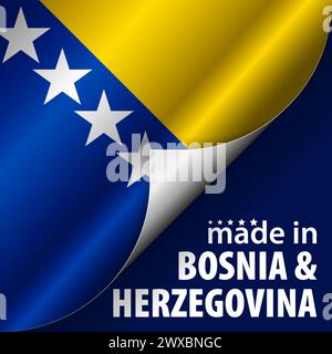 „Made in Bosnien“-Grafik und -Label. Auswirkungselement für die Verwendung, die Sie daraus machen möchten. Stock Vektor