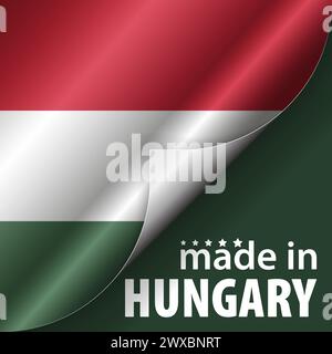 Hergestellt in Ungarn Grafik und Label. Element der Wirkung für die Verwendung, die Sie daraus machen möchten. Stock Vektor