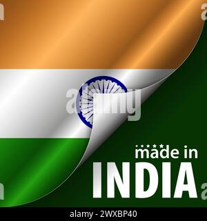 Hergestellt in Indien mit Grafik und Etikett. Element der Wirkung für die Verwendung, die Sie daraus machen möchten. Stock Vektor