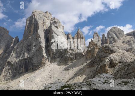 Pale di San Martino während der Sommersaison. Alpen, Italien Stockfoto