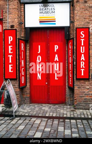 Eingang zum Liverpool Beatles Museum in der Mathew Street Stockfoto