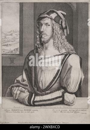 Porträt von Albrecht Dürer im Alter von 26 Jahren. Von Wenceslaus Hollar. Ätzen , 1645 Stockfoto