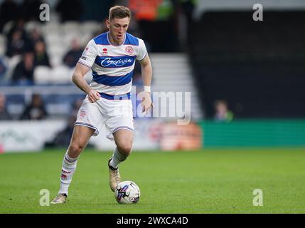 LONDON, ENGLAND - 29. MÄRZ: Jimmy Dunne von Queens Park Rangers während des Sky Bet Championship Matches zwischen Queens Park Rangers und Birmingham City in der Loftus Road am 29. März 2024 in London, England. (Foto: Dylan Hepworth/MB Media) Stockfoto