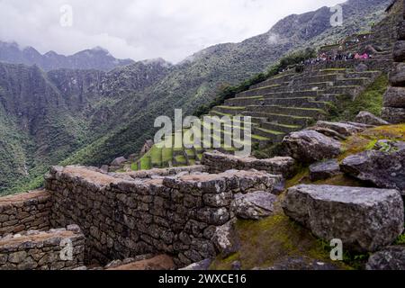 Machu Picchu, Peru. Januar 2024. Das historische Heiligtum Machu Picchu wurde 1983 von der UNESCO zum Weltkulturerbe erklärt. Stockfoto