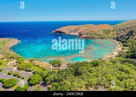 Luftaufnahme von Waikiki Beach, Honolulu, Oahu, Hawaii, USA. Stockfoto