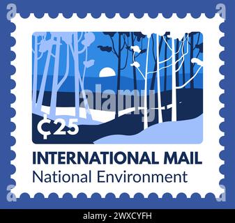 Postkarte mit internationaler Post zur nationalen Umwelt Stock Vektor