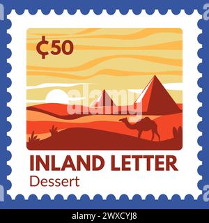 Binnenbrief, Dessertlandschaft mit Pyramiden Stock Vektor