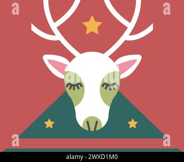 Weihnachtssymbol, Hirsch mit Geweih und Sternen Stock Vektor