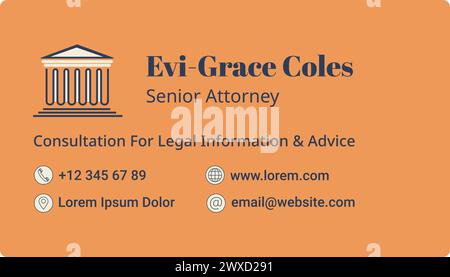 Visitenkarte des Senior Attorney mit Kontaktinformationen Stock Vektor