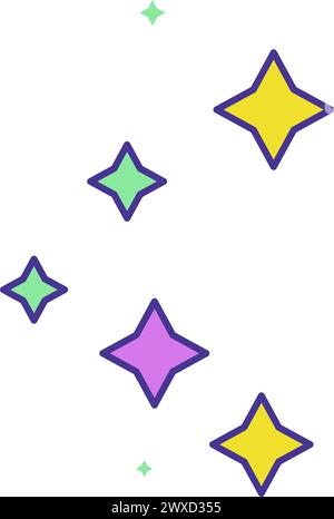 Schlichte leuchtende Sterne Formen, leuchten und glänzen Stock Vektor
