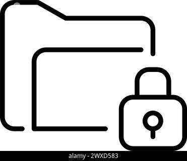 Dateiordner und Sperre. Geschützte Dokumente und Datenschutz. Sichere Dateispeicherung und Vertraulichkeit. Vektorsymbol Stock Vektor