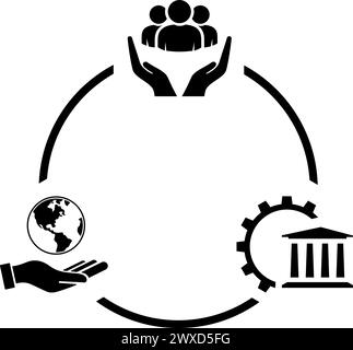 Umwelt-, Sozial- und Governance-Symbole als ESG-Konzept für Umweltschutz und Nachhaltigkeit von Unternehmen Stock Vektor