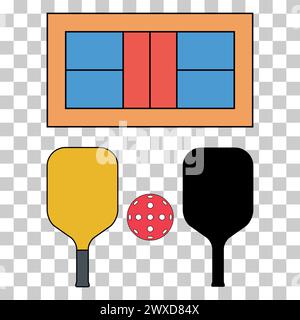 Pickleball-Schlägersport, Paddel-Symbol in der Halle, Web-Flachsymbol-Vektordarstellung. Stock Vektor