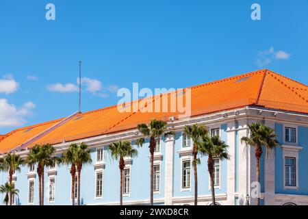 Typische Architektur in der Innenstadt von Lissabon, Portugal, Europa. Berufungsgericht von Lissabon Stockfoto