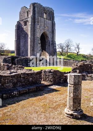 Der Turm aus dem 15. Jahrhundert in der Shap Abbey, Cumbria, England, Großbritannien Stockfoto