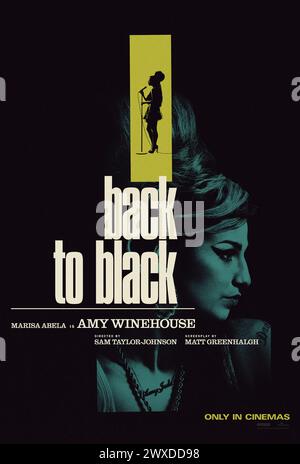 Back to Black (2024) von Sam Taylor-Johnson mit Marisa Abela, Lesley Manville, Jack O’Connell und Eddie Marsan. Biopic, das das Leben und die Musik von Amy Winehouse beschreibt, durch die Reise der Adoleszenz bis zum Erwachsenenalter und die Schaffung eines der meistverkauften Alben unserer Zeit. Werbeplakat ***NUR REDAKTIONELLE VERWENDUNG***. Quelle: BFA/StudioCanal Stockfoto