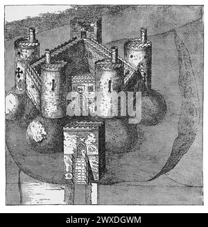 Holt Castle, Denbighshire, Wales, wie es 1610 erschien. Von Pennant's 'North Wales'. Schwarz-weiß-Illustration aus dem „Our Own Country“ veröffentlicht von Cassell, Petter, Galpin & Co. Ende des 19. Jahrhunderts. Stockfoto