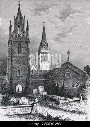 Die Mortuary Chapel and New Church, Woburn, Bedfordshire im 19. Jahrhundert. Schwarz-weiß-Illustration aus dem „Our Own Country“ veröffentlicht von Cassell, Petter, Galpin & Co. Ende des 19. Jahrhunderts. Stockfoto