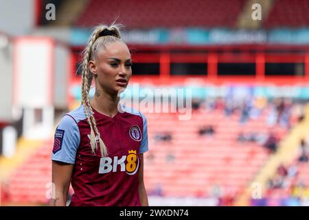 Walsall, Großbritannien. 30. März 2024. Alisha Lehmann von Aston Villa während des FA Women's Super League-Spiels zwischen Aston Villa Women und Leicester City Women im Poundland Bescot Stadium in Walsall, England am 30. März 2024. Foto von Stuart Leggett. Nur redaktionelle Verwendung, Lizenz für kommerzielle Nutzung erforderlich. Keine Verwendung bei Wetten, Spielen oder Publikationen eines einzelnen Clubs/einer Liga/eines Spielers. Quelle: UK Sports Pics Ltd/Alamy Live News Stockfoto