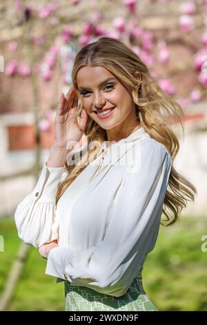 Die tschechische Gewinnerin des internationalen Schönheitswettbewerbs Miss World Krystyna Pyszkova besuchte die SANTE geschützte Wohnung in Havirov, Tschechien, Marc Stockfoto