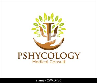 Baumpsychologie Pflege- und Schutzlogo für Medizin- und Gesundheitsschutz Stock Vektor