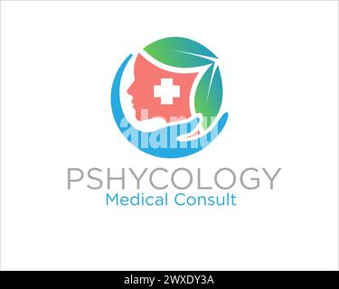 Psychologie Gesundheit Blatt Logo Designs für medizinische Beratung und Gesundheitsschutz Stock Vektor
