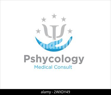 Psychologische Pflege-Logo-Designs für psychische Absicherung und Pflege Stock Vektor