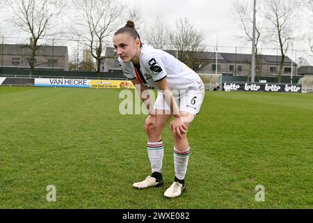 Oostakker, Belgien. 30. März 2024. Zenia Mertens (6) von OHL nach einem Frauenfußballspiel zwischen KAA Gent und OH Leuven am 2. Spieltag von PO1 in der Saison 2023-2024 der belgischen Lotto Womens Super League am Samstag, den 24. März 2024 in Oostakker, BELGIEN. Quelle: Sportpix/Alamy Live News Stockfoto