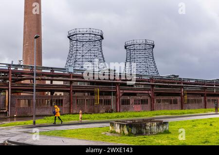 Gashalter und -Gebäude, Zeche und Kokerei Zollverein, Industriedenkmal, UNESCO-Weltkulturerbe, Ruhrgebiet, Essen, Deutschland Stockfoto