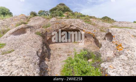 domus de Janas und Nekropole von santu pedru alte Nuragygräber in alghero im Norden sardiniens Stockfoto