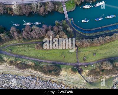 Abend im Lydney Harbour, Forest of Dean, Gloucestershire. Stockfoto