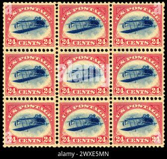 Die Inverted Jenny (auch bekannt als Upside Down Jenny, Jenny Invert) ist eine 24-Cent-Briefmarke, die erstmals am 10. Mai 1918 ausgegeben wurde Stockfoto