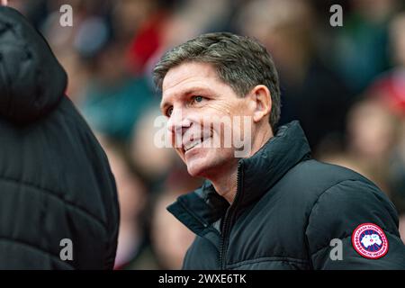 The City Ground, Nottingham, Großbritannien. 30. März 2024. Premier League Football, Nottingham Forest gegen Crystal Palace; Crystal Palace Manager Oliver Glasner Credit: Action Plus Sports/Alamy Live News Stockfoto