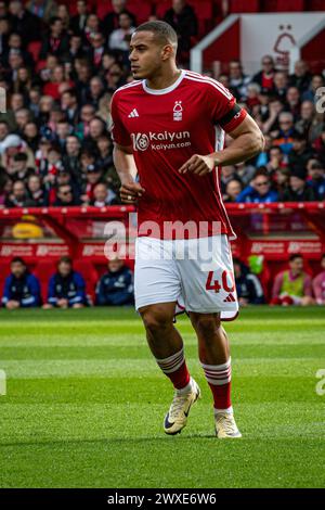 The City Ground, Nottingham, Großbritannien. 30. März 2024. Premier League Football, Nottingham Forest gegen Crystal Palace; Murillo of Nottingham Forest Credit: Action Plus Sports/Alamy Live News Stockfoto