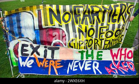 Glasgow, Schottland, Großbritannien. 30. März 2024: Bauern protestieren heute Nachmittag auf dem george Square vor dem Sitz der Stadtkammern gegen die WHO und ihre Politik. Credit Gerard Ferry /Alamy Live News Stockfoto