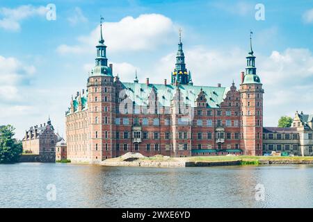 Blick auf Schloss Frederiksborg in Hillerod, Dänemark Stockfoto