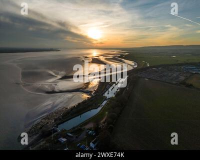 Abend im Lydney Harbour, Forest of Dean, Gloucestershire. Stockfoto