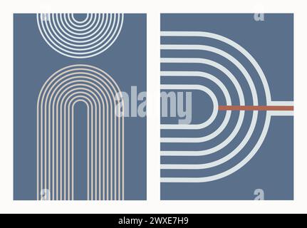 Retro Zen arch set. Abstract simple geometric shapes. Modern boho minimalist art. Stock Vektor