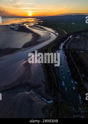 Abend im Lydney Harbour, Forest of Dean, Gloucestershire. Stockfoto