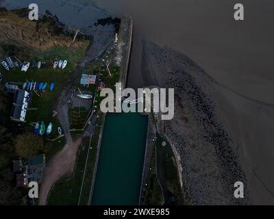 Abend im Lydney Harbour, Forest of Dean, Gloucestershire. Stockfoto