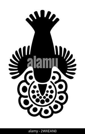 Kolibri über einer Blume, Motiv und Symbol des aztekischen Gottes Huitzilopochtli, dessen Name Huitzilin oder Kolibri des Südens bedeutet. Stockfoto