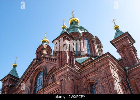 Griechisch-orthodoxe Kathedrale in Helsinki, Finnland. Stockfoto