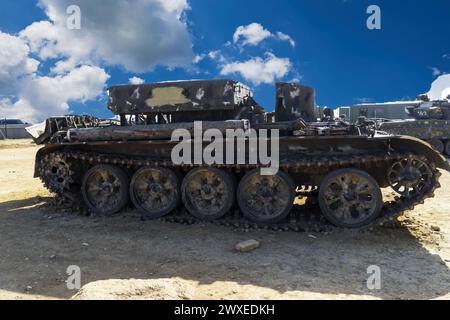 Kampfpanzer und Technologie. Militärtechnologie. Breites Bild für Banner und Werbung Stockfoto