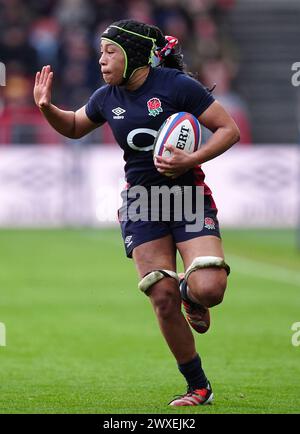 Die Engländerin Sadia Kabeya im Guinness Women's Six Nations Match in Ashton Gate, Bristol. Bilddatum: Samstag, 30. März 2024. Stockfoto