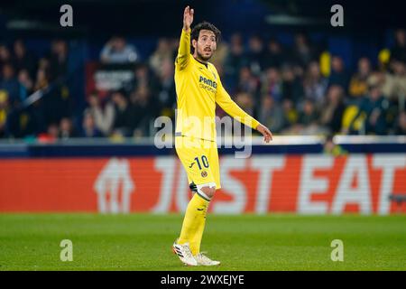 Villarreal, Spanien. März 2024. Dani Parejo von Villarreal CF spielte während des Achtelfinale der UEFA Europa League im zweiten Leg zwischen Villarreal CF und Olimpique Marseille am 14. März 2024 im La Ceramica Stadion in Villarreal, Spanien. (Foto: Sergio Ruiz/PRESSINPHOTO) Credit: PRESSINPHOTO SPORTS AGENCY/Alamy Live News Stockfoto