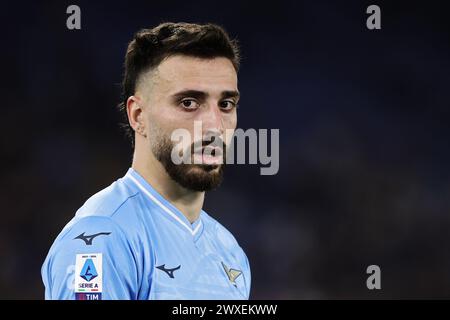 Rom, Italie. 30. März 2024. Mario Gila aus Latium sieht beim italienischen Meisterschaftsspiel der Serie A zwischen SS Lazio und Juventus FC am 30. März 2024 im Stadio Olimpico in Rom, Italien - Foto Federico Proietti/DPPI Credit: DPPI Media/Alamy Live News Stockfoto