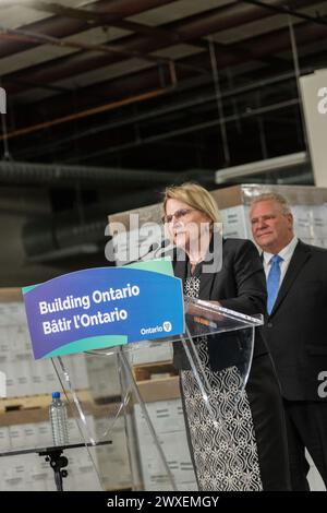 Stellvertretende Premierministerin von Ontario Sylvia Jones spricht bei Pressekonferenz Stockfoto