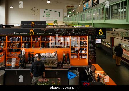Frankfurter Kaffeerösterei, Kleinmarkthalle, überdachte Markthalle, Frankfurt am Main, Hessen, Deutschland Stockfoto